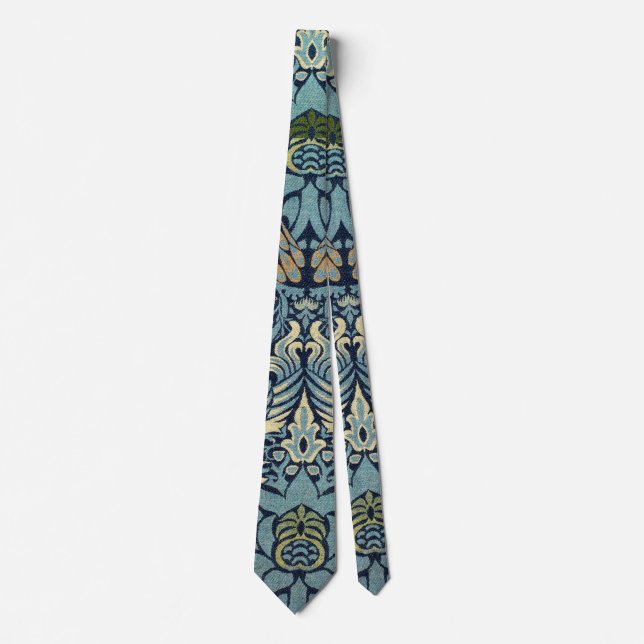 William Morris Peacock and Dragon Woven Design Neck Tie (Front)
