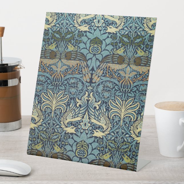 William Morris Peacock and Dragon Woven Design Pedestal Sign (In SItu)