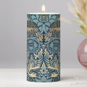 William Morris Peacock and Dragon Woven Design Pillar Candle