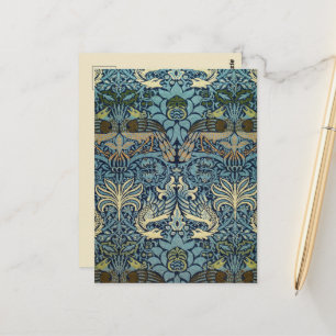 William Morris Peacock and Dragon Woven Design Postcard