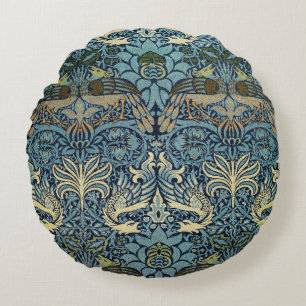William Morris Peacock and Dragon Woven Design Round Pillow