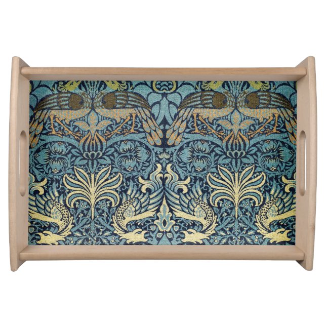 William Morris Peacock and Dragon Woven Design Serving Tray (Front)