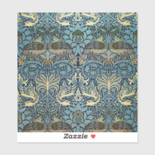 William Morris Peacock and Dragon Woven Design Sticker