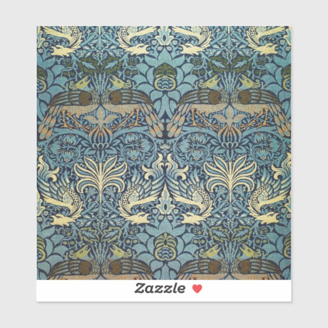 William Morris Peacock and Dragon Woven Design Sticker (Sheet)