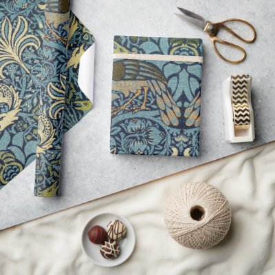 William Morris Peacock and Dragon Woven Design Wrapping Paper