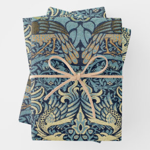 William Morris Peacock and Dragon Woven Design Wrapping Paper Sheets