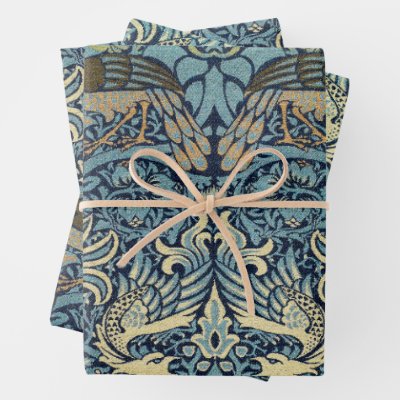 William Morris Peacock and Dragon Woven Design Wrapping Paper Sheets