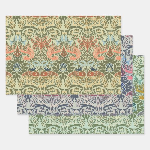 William Morris Peacock and Dragon Wrapping Paper Sheets