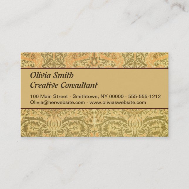 William Morris Peacock & Dragon Arts & Crafts Business Card (Front)