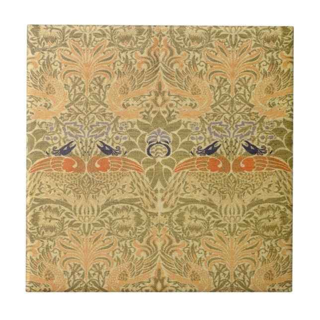 William Morris Peacock & Dragon Arts & Crafts Ceramic Tile (Front)