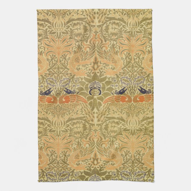 William Morris Peacock & Dragon Arts & Crafts Kitchen Towel (Vertical)