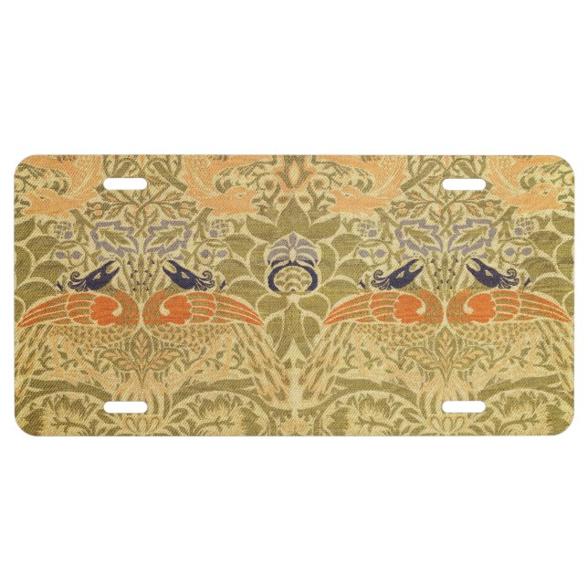 William Morris Peacock & Dragon Arts & Crafts License Plate (Front)