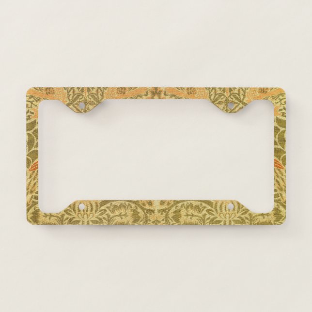 William Morris Peacock & Dragon Arts & Crafts License Plate Frame (Front)