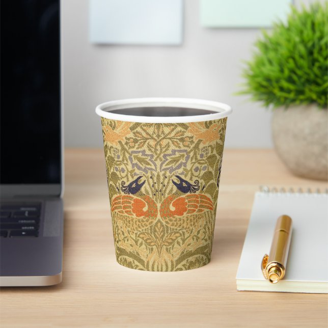 William Morris Peacock & Dragon Arts & Crafts Paper Cups (Insitu)