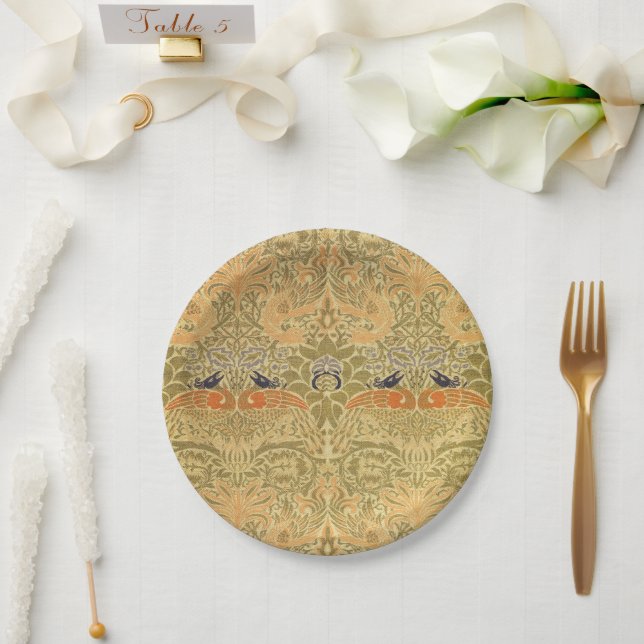 William Morris Peacock & Dragon Arts & Crafts Paper Plates (Wedding)