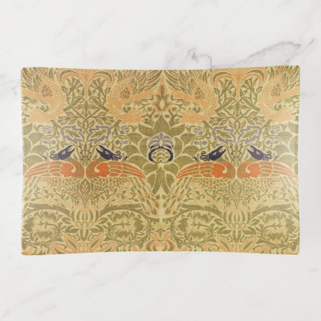 William Morris Peacock & Dragon Arts & Crafts Trinket Tray (Front)