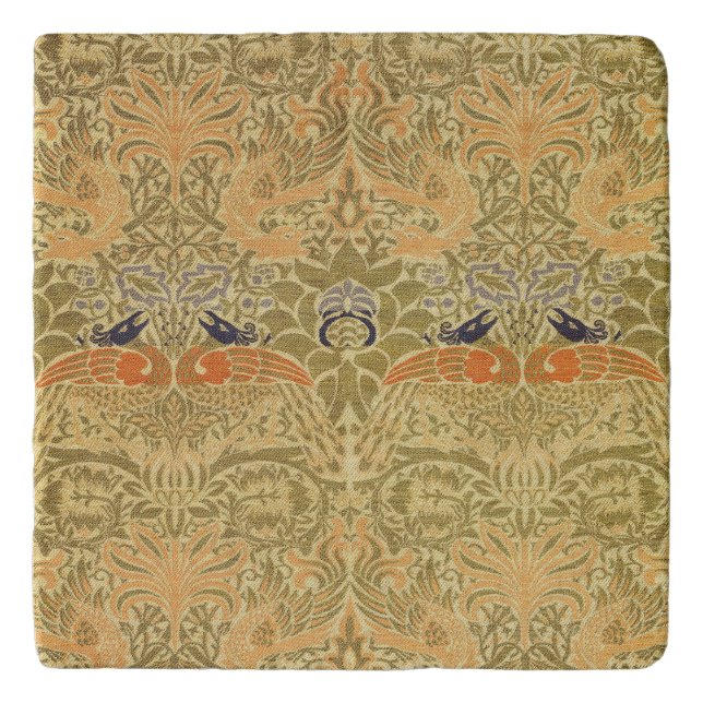 William Morris Peacock & Dragon Arts & Crafts Trivet (Front)