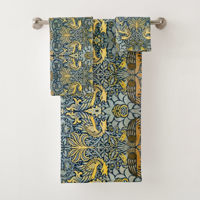 William Morris Peacock Dragon Classic Bath Towel Set (Insitu)