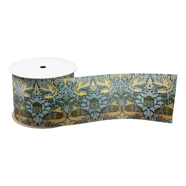 William Morris Peacock Dragon Classic Satin Ribbon (Spool)