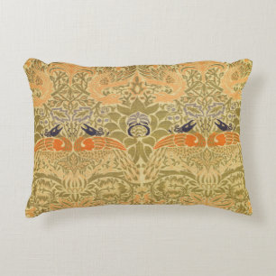 William Morris Peacock Dragon Vintage Arts Crafts Accent Pillow