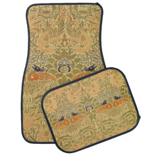 William Morris Peacock Dragon Vintage Arts Crafts Car Floor Mat