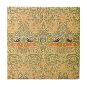 William Morris Peacock Dragon Vintage Arts Crafts Ceramic Tile