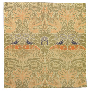William Morris Peacock Dragon Vintage Arts Crafts Cloth Napkin