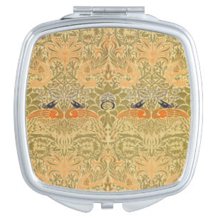 William Morris Peacock Dragon Vintage Arts Crafts Compact Mirror