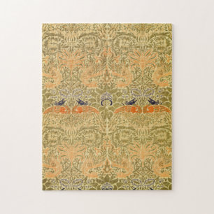 William Morris Peacock Dragon Vintage Arts Crafts  Jigsaw Puzzle