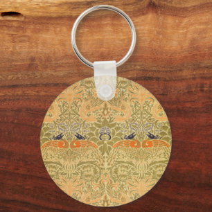 William Morris Peacock Dragon Vintage Arts Crafts Keychain
