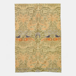 William Morris Peacock Dragon Vintage Arts Crafts Kitchen Towel