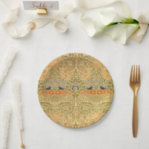 William Morris Peacock Dragon Vintage Arts Crafts  Paper Plates