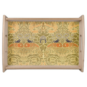 William Morris Peacock Dragon Vintage Arts Crafts  Serving Tray