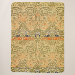 William Morris Peacock Dragon Vintage Arts Crafts Sherpa Blanket