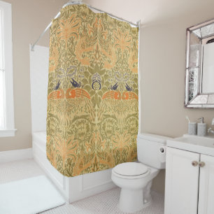 William Morris Peacock Dragon Vintage Arts Crafts Shower Curtain