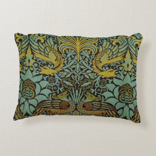 William Morris Peacock Dragon Wallpaper  Accent Pillow