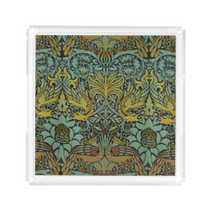 William Morris Peacock Dragon Wallpaper Acrylic Tray