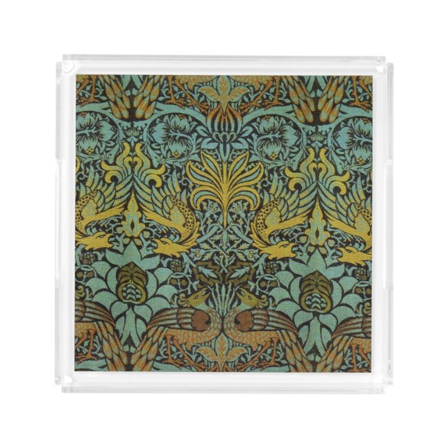 William Morris Peacock Dragon Wallpaper  Acrylic Tray (Front)