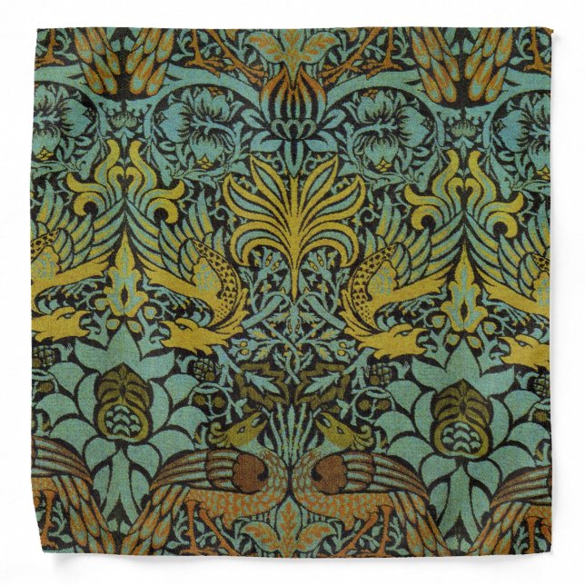 William Morris Peacock Dragon Wallpaper  Bandana (Front)