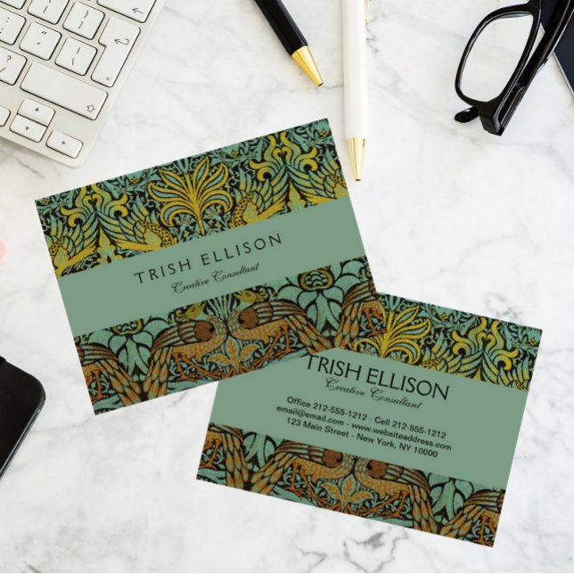 William Morris Peacock Dragon Wallpaper  Business Card (Creator Uploaded)