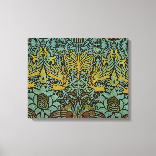 William Morris Peacock Dragon Wallpaper  Canvas Print