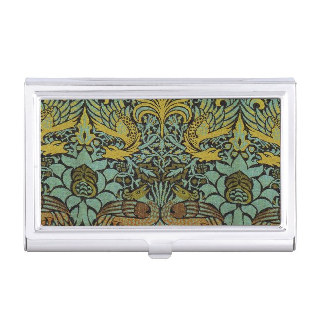 William Morris Peacock Dragon Wallpaper  Case For Business Cards (Front)