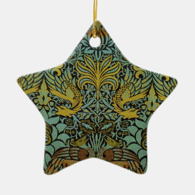 William Morris Peacock Dragon Wallpaper  Ceramic Ornament (Front)