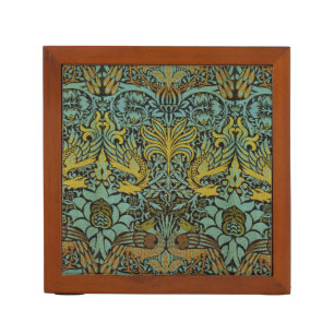 William Morris Peacock Dragon Wallpaper Desk Organizer