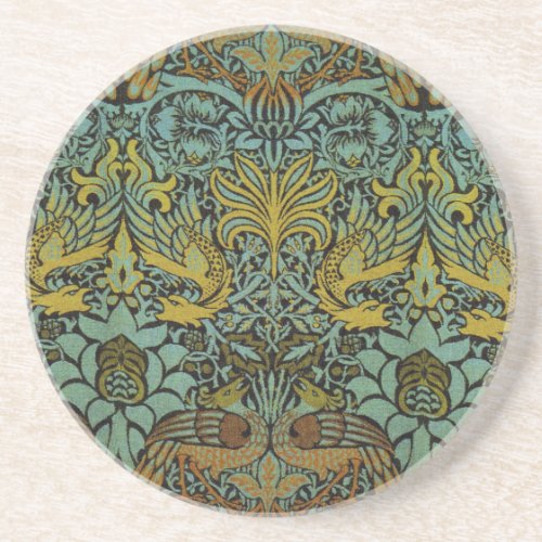 William Morris Peacock Dragon Wallpaper  Drink Coaster