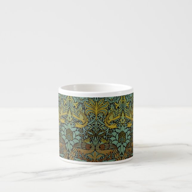 William Morris Peacock Dragon Wallpaper  Espresso Cup (Front)