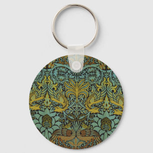 William Morris Peacock Dragon Wallpaper Keychain