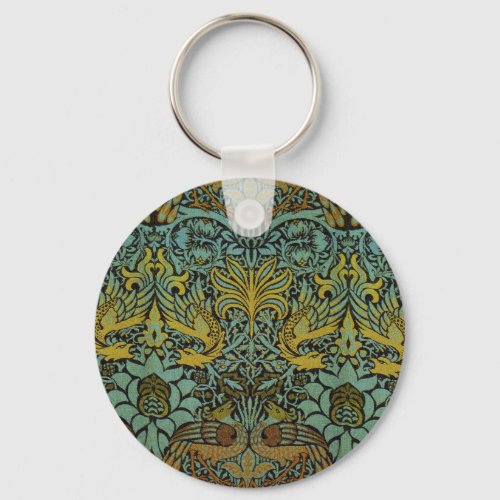 William Morris Peacock Dragon Wallpaper  Keychain