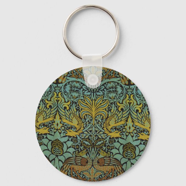 William Morris Peacock Dragon Wallpaper  Keychain (Front)