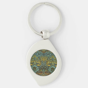 William Morris Peacock Dragon Wallpaper Keychain